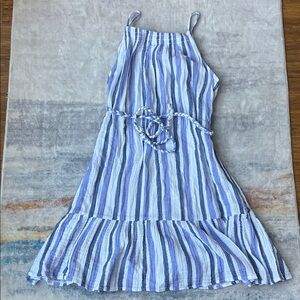 beachlunchlounge Blue and White Striped Midi Dress
